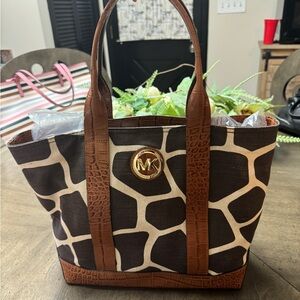 Michael Kors Brown and Cream Giraffe Print Tote
